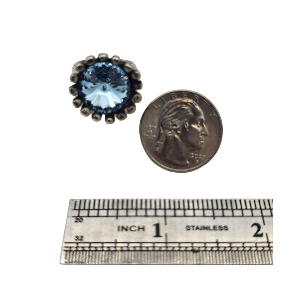 Vtg Avant Garde Sterling Silver Blue Stone Cocktail Ring Size 5.5 Signed - Picture 8 of 8